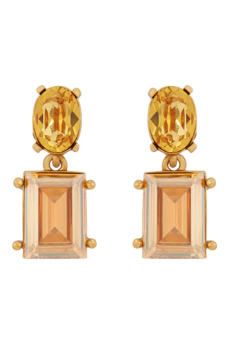 Gallery Crystal Drop Earrings, Main, color, TOPAZ