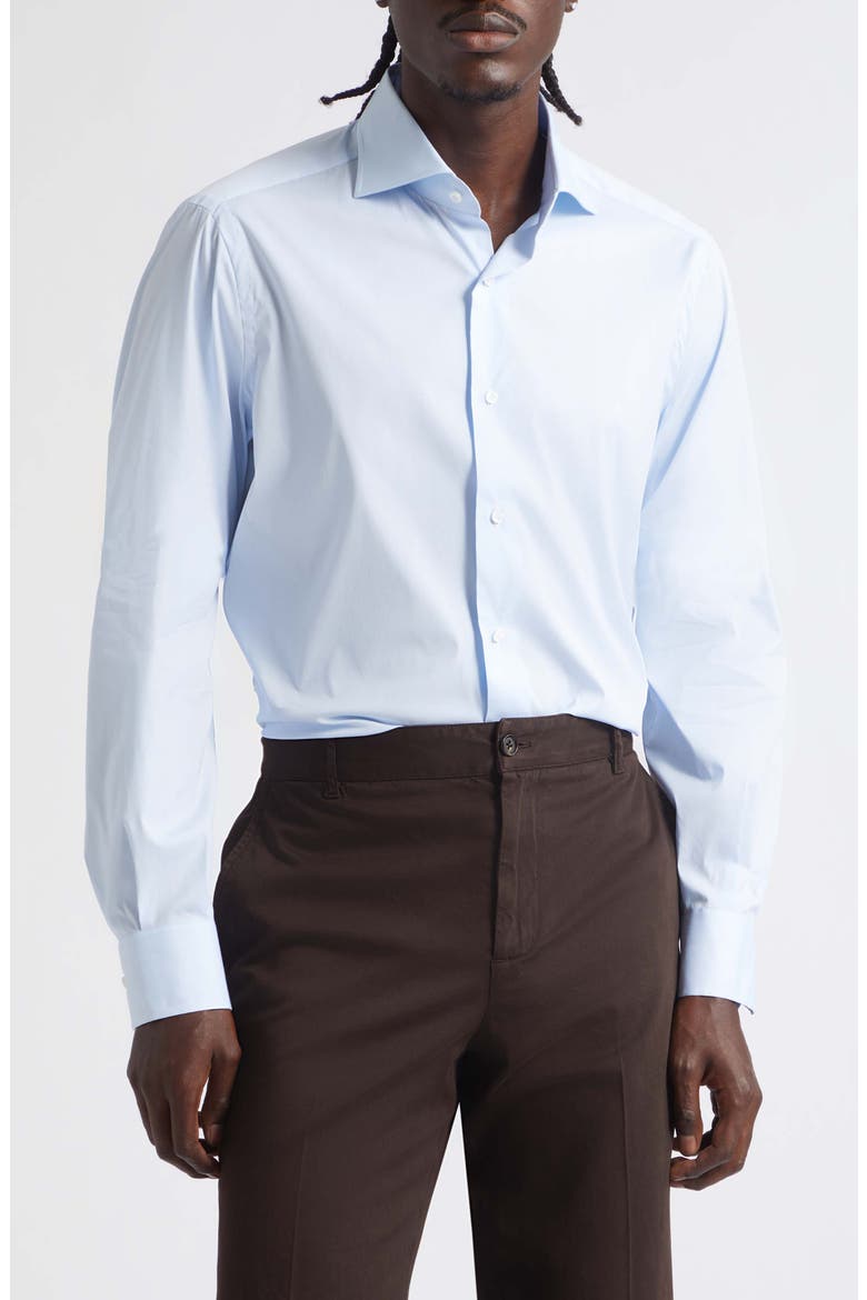 Stretch Cotton Button-Up Shirt, Main, color, LIGHT BLUE