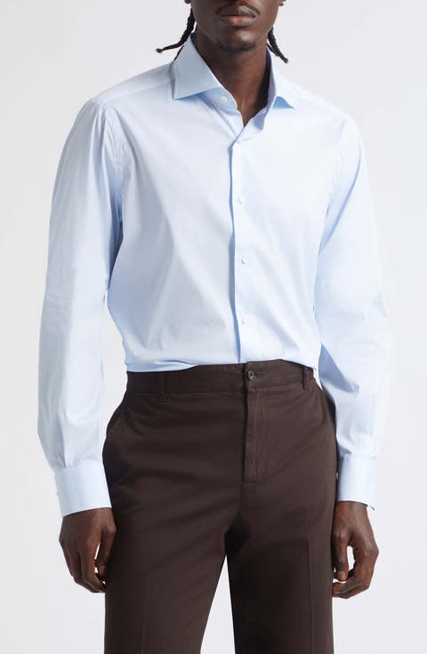 Stretch Cotton Button-Up Shirt