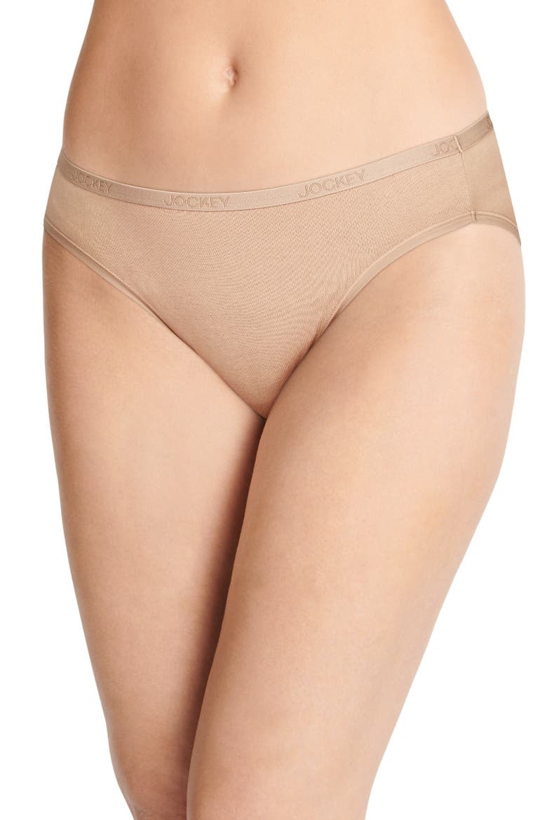 Womens Organic Cotton Stretch Bikini - 6 Pack, Alternate, color, Almond/Light/Ivory