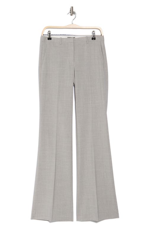 Theory Demitria Classic Stretch Wool Pants In Light Grey Melange