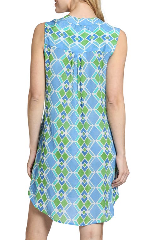 Apny Sleeveless Shift Dress In Blue/green Multi
