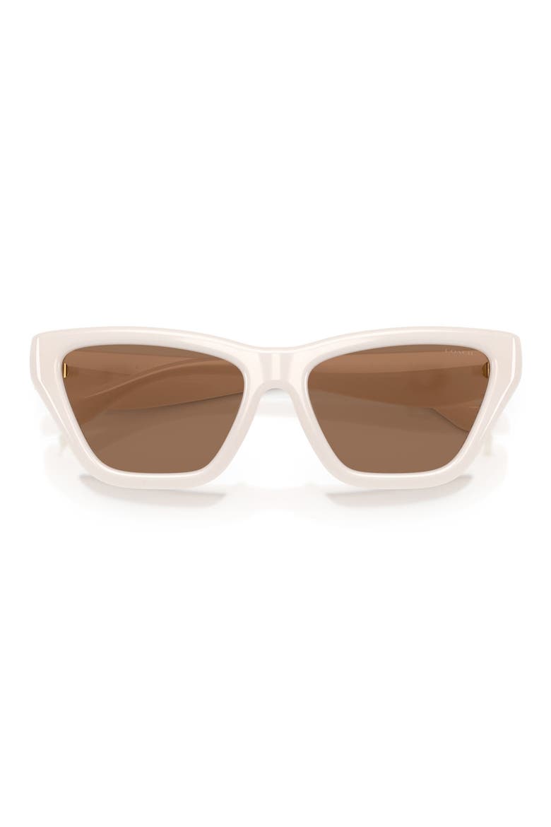 56mm Polarized Cat Eye Sunglasses, Alternate, color, MILKY CLOUD / BROWN SOLID