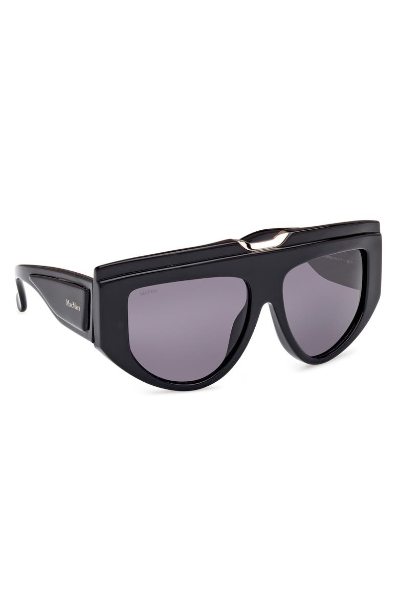 Max Mara 57mm Shield Sunglasses, Alternate, color, Shiny Black / Smoke