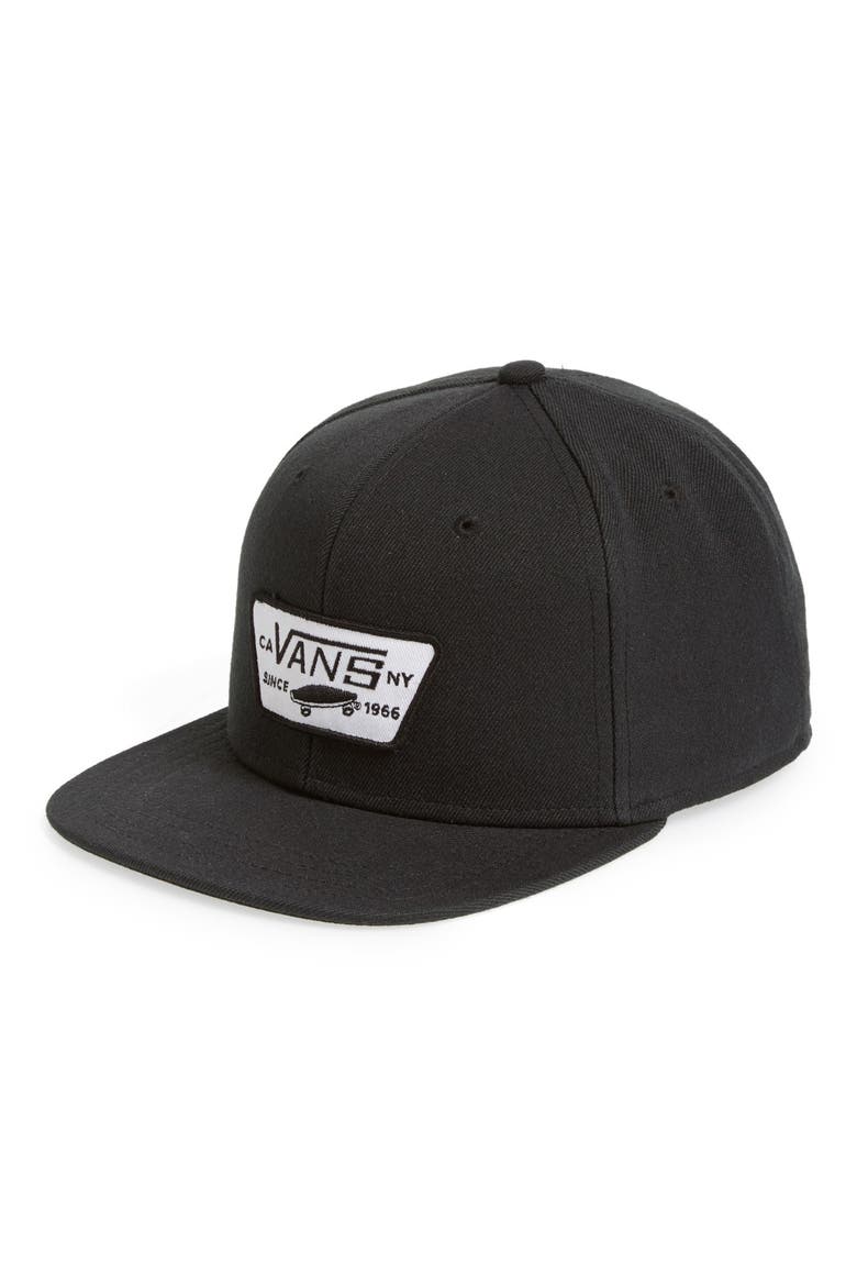 'Full Patch' Snapback Hat, Main, color, TRUE BLACK