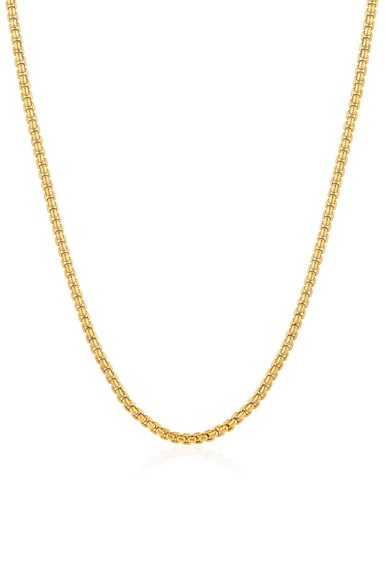 Layer Up Rounded Box Chain Necklace, Main, color, 18KT YELLOW GOLD / CLEAR STONE