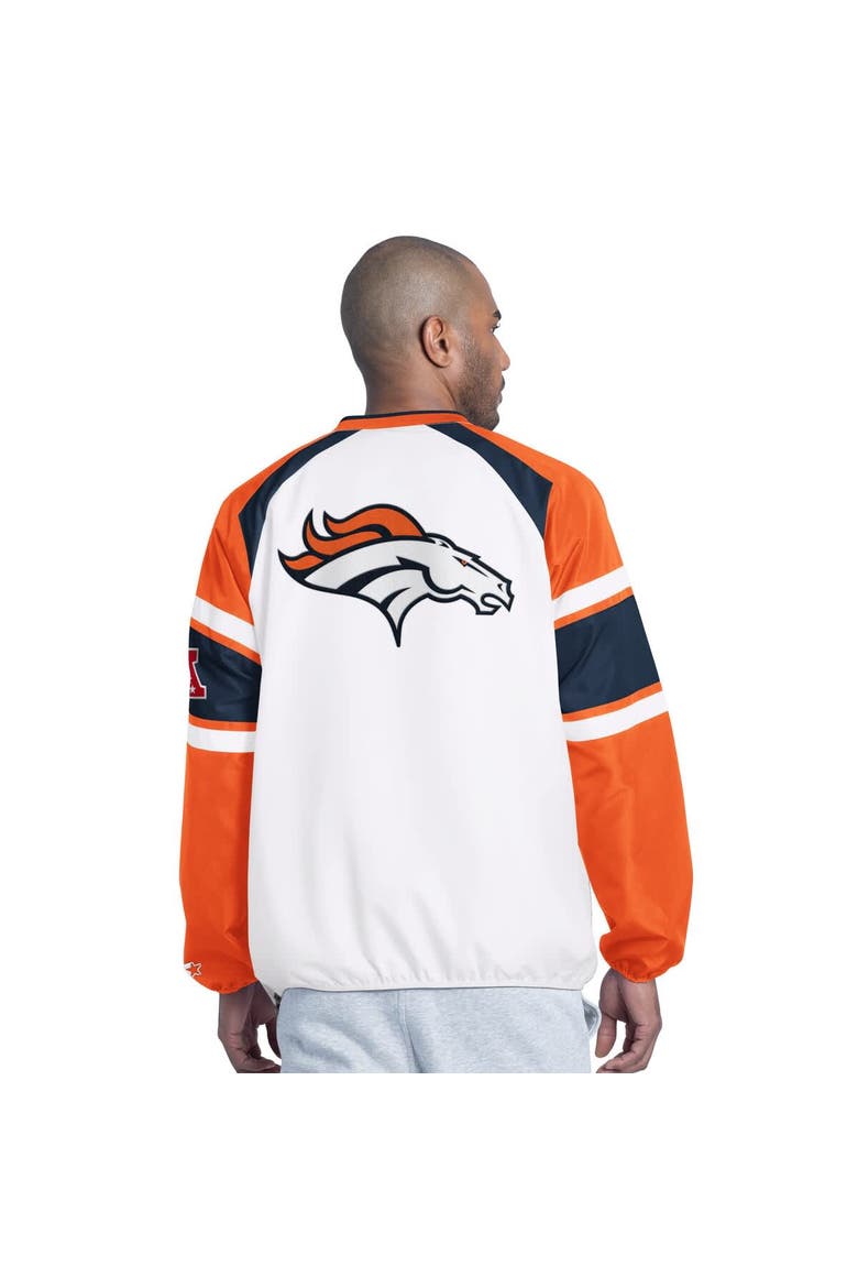 Men's Starter  White Denver Broncos Infield Play Raglan Pullover Jacket, Alternate, color, White