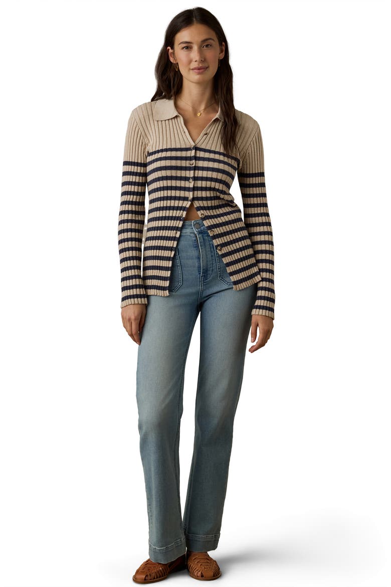 Sunwashed Organic Cotton Ribbed Cardigan, Alternate, color, SALTED NAVY STRIPE