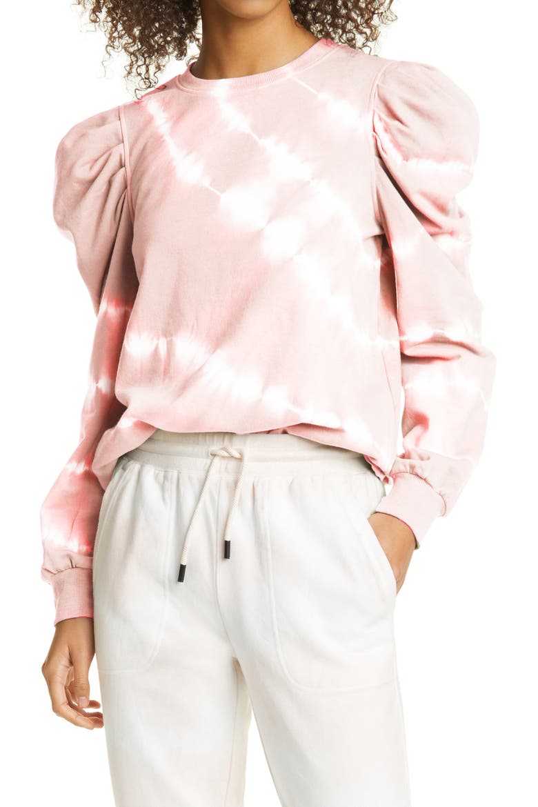 Tie Dye Puff Sleeve Sweatshirt, Main, color, BLUSH