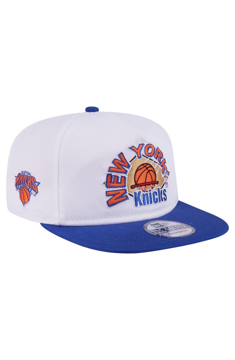 New Era Men's New Era White/Blue New York Knicks Hardwood Two-Tone Golfer Adjustable Hat, Main, color, White