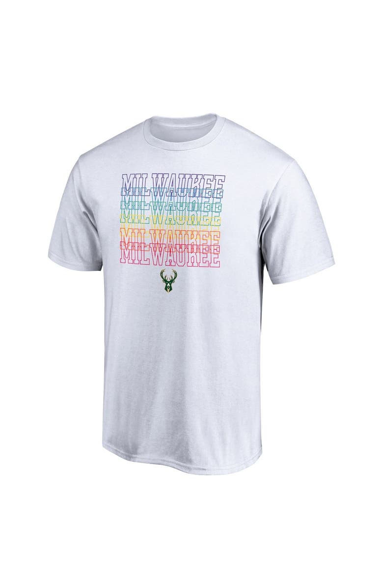 FANATICS Men's Fanatics Branded White Milwaukee Bucks Team City Pride T-Shirt, Alternate, color, 