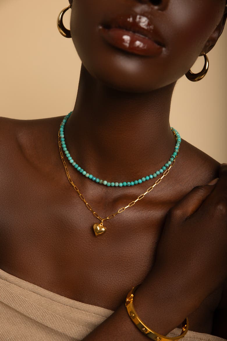 Turquoise Choker Necklace, Alternate, color, Gold