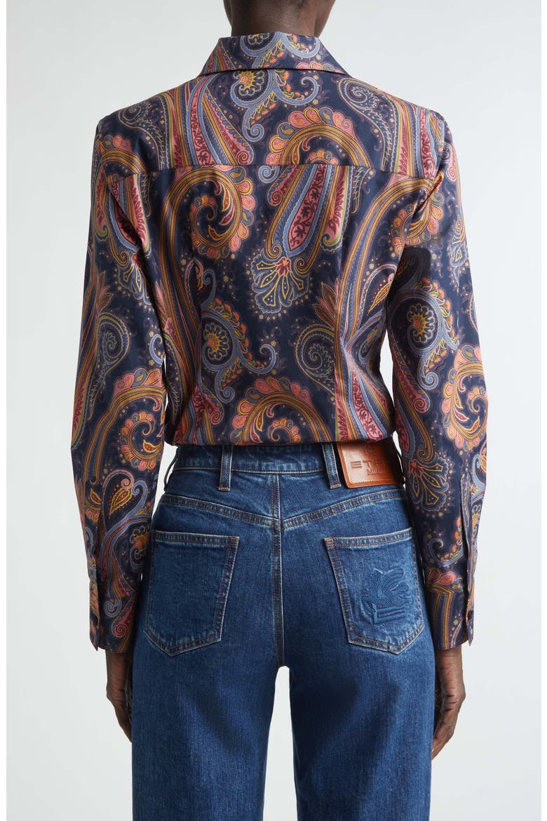 Paisley Stretch Cotton Button-Up Shirt, Alternate, color, PRINT ON BLUE BASE
