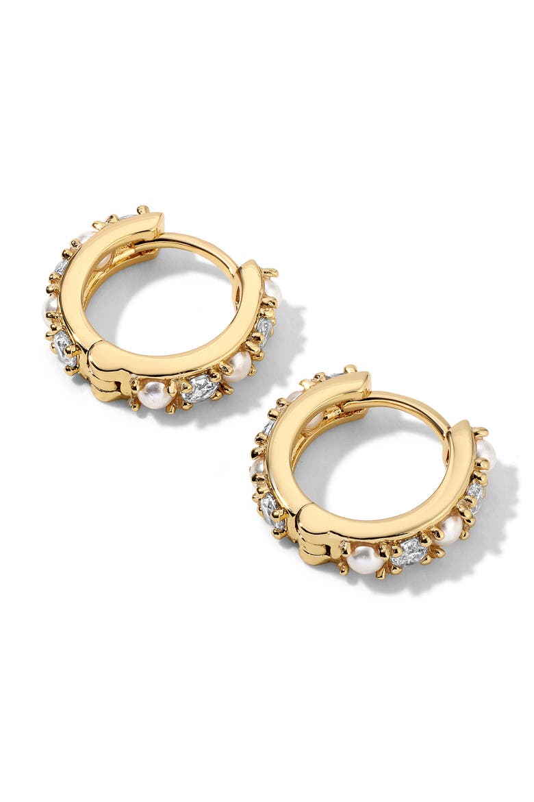 Wendy Freshwater Pearl Huggie Earrings, Main, color, GOLD