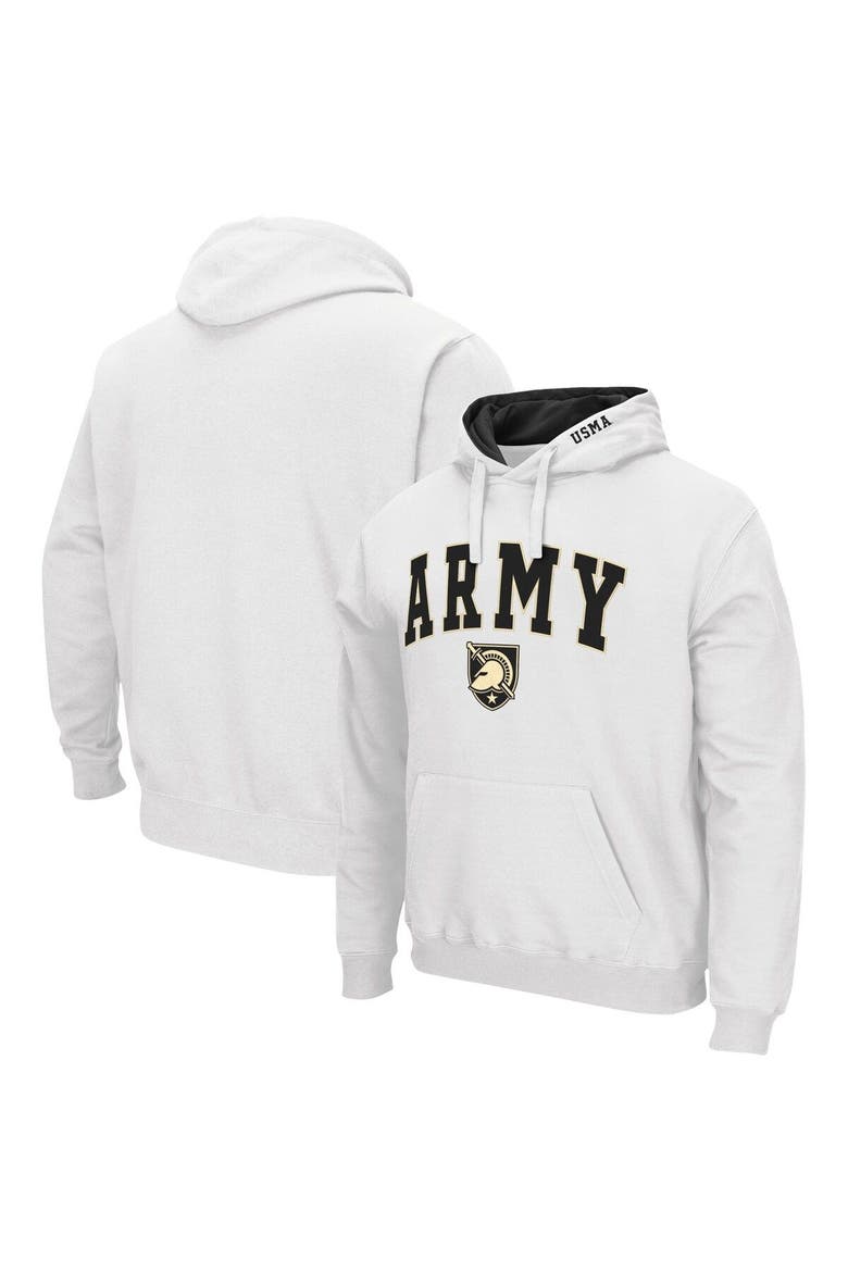 Men's Colosseum White Army Black Knights Arch & Logo 3.0 Pullover Hoodie, Main, color, White