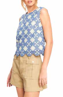 Sleeveless Embroidered Lace Top