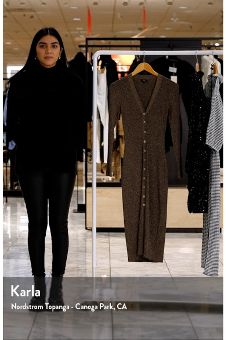 Lorraine Metallic Long Sleeve Button-Up Sweater Dress video