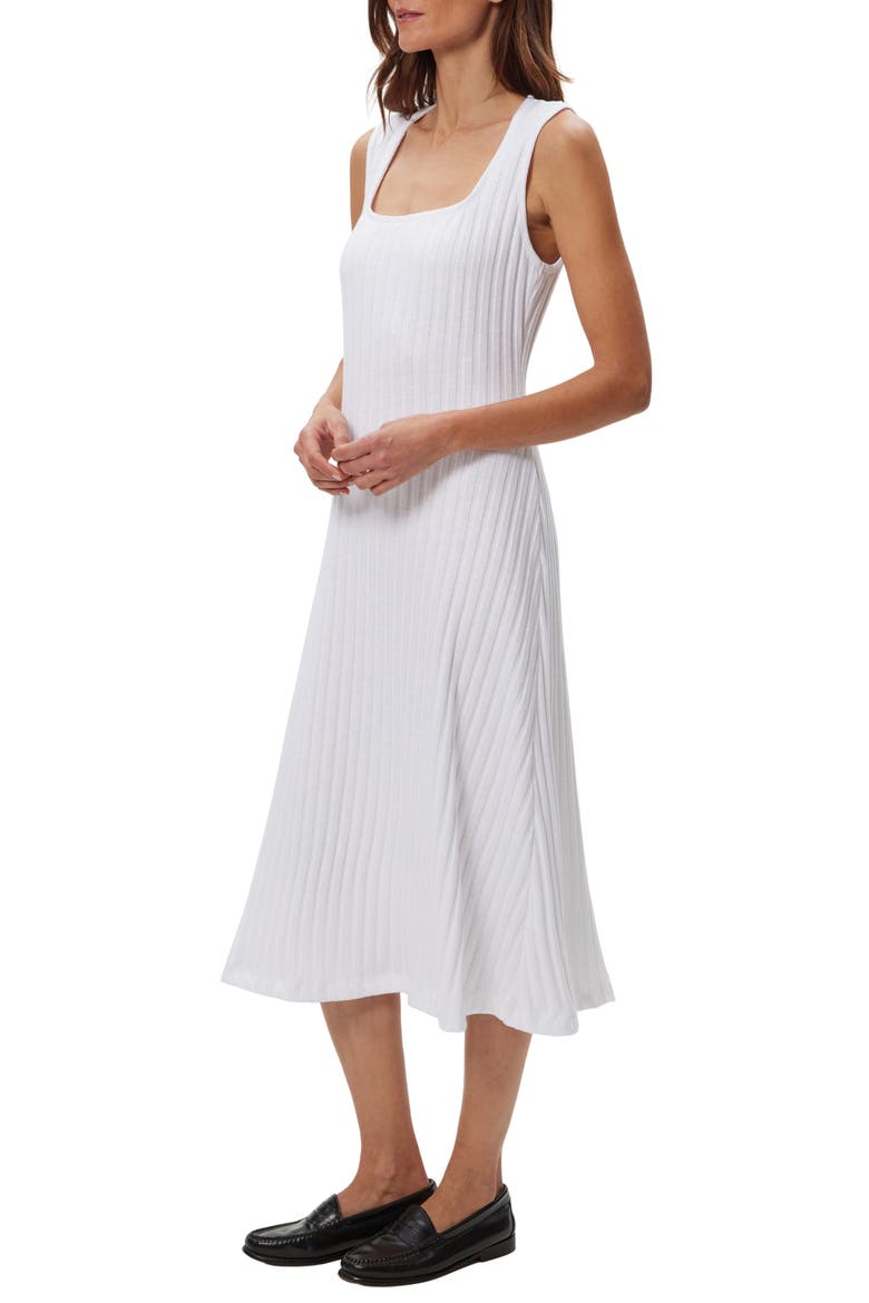Sofia Wide Rib Sleeveless Cotton Blend Knit Midi Dress, Alternate, color, WHITE