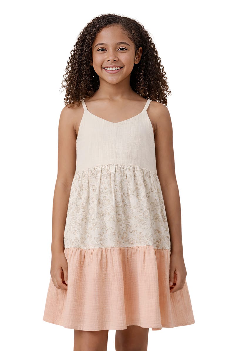 Hayden Girls Kids' Floral Colorblock Dress, Main, color, Cream