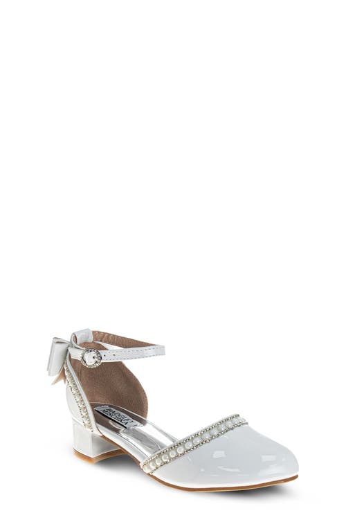 Badgley Mischka Collection Kids' Ankle Strap Pump In White Patent