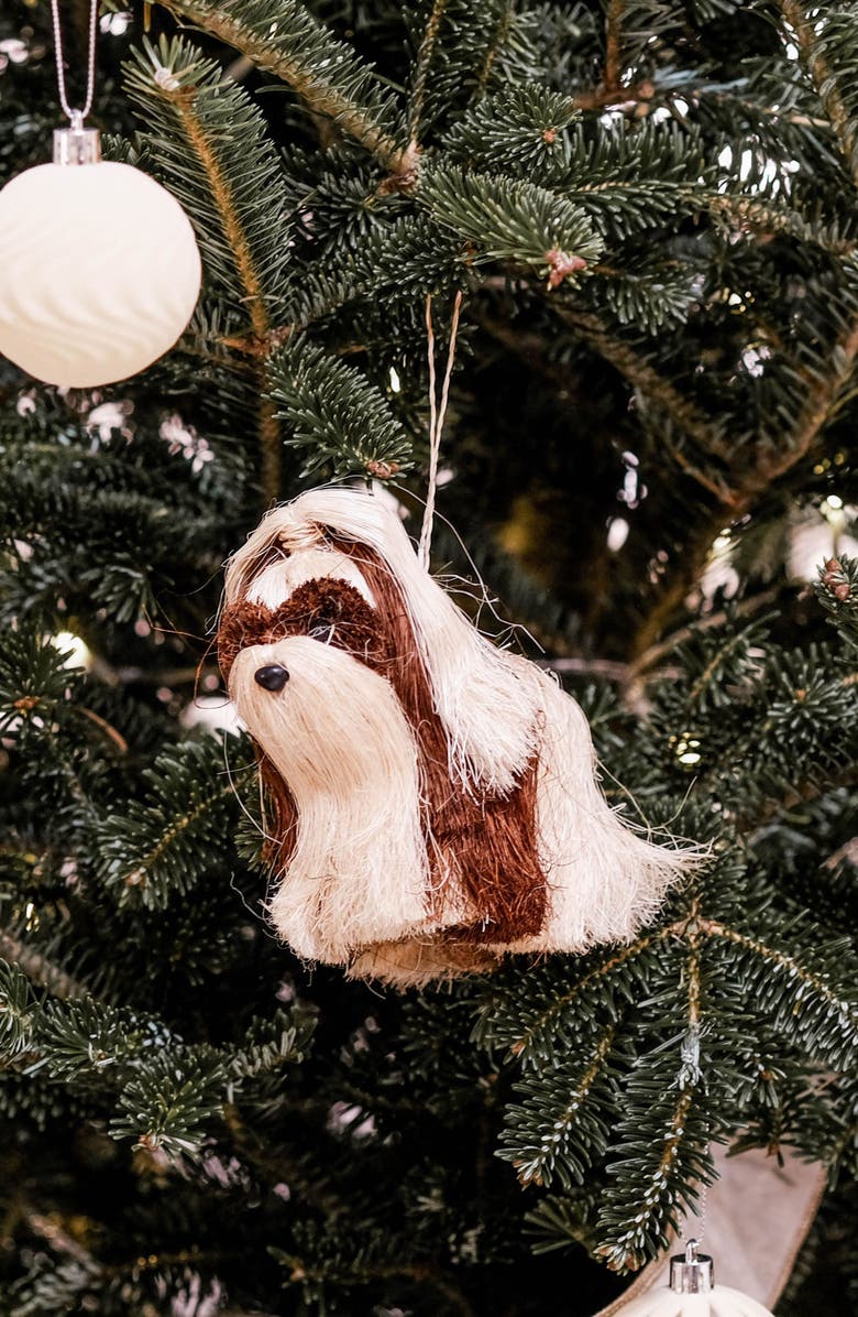 LIKHA Shih Tzu Handwoven Ornament, Alternate, color, Brown/ White