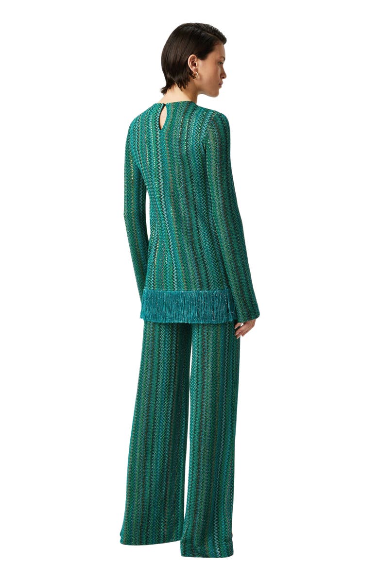 Missoni Zig Zag Sweater With Sequins And Asymmetrical Hem With Fringes, Alternate, color, 