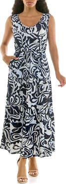 Nina Leonard Sleeveless Tiered Maxi Dress