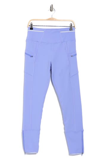 Free People Keepin' Cozy Fleece Lined Zip Hem Leggings In Blue