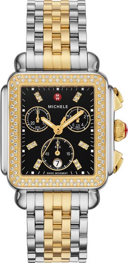 Michele
 20MM Stainless Steel & Diamond Chronograph Bracelet Watch