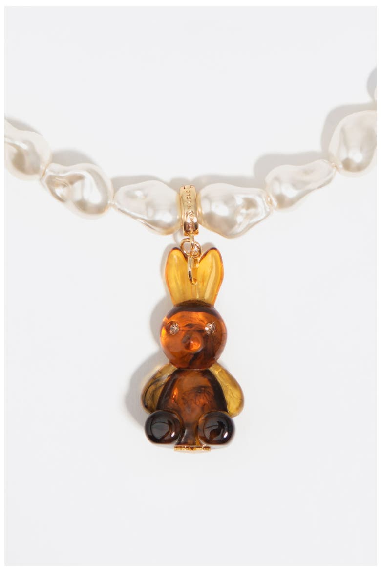 Resin Rabbit And Pearl Necklace, Alternate, color, BROWN