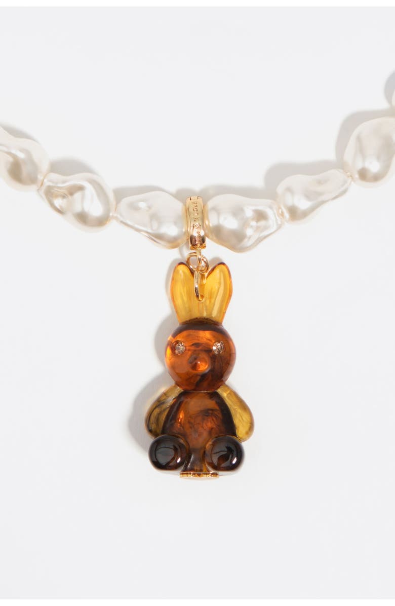 Bimba y Lola Resin Rabbit And Pearl Necklace, Alternate, color, Brown