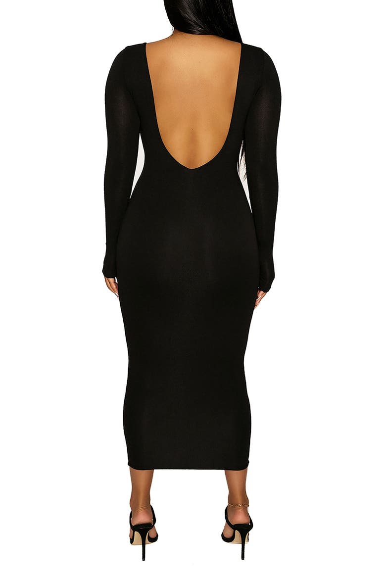 Timeless Long Sleeve Body-Con Midi Dress, Alternate, color, BLACK