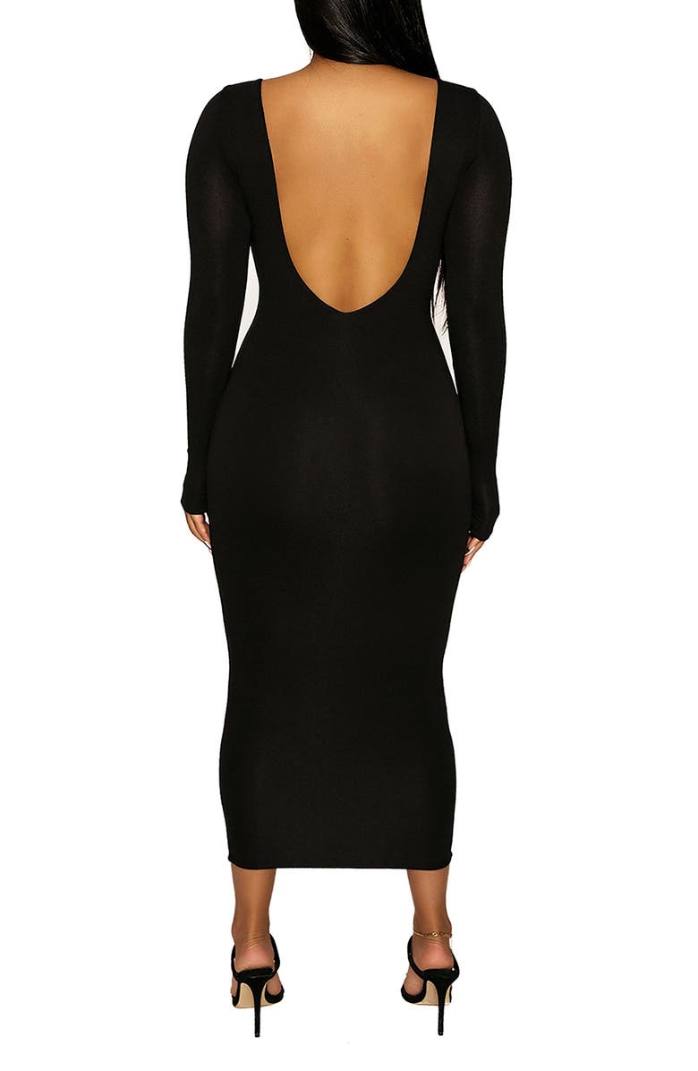 Naked Wardrobe Timeless Long Sleeve Body-Con Midi Dress, Alternate, color,
