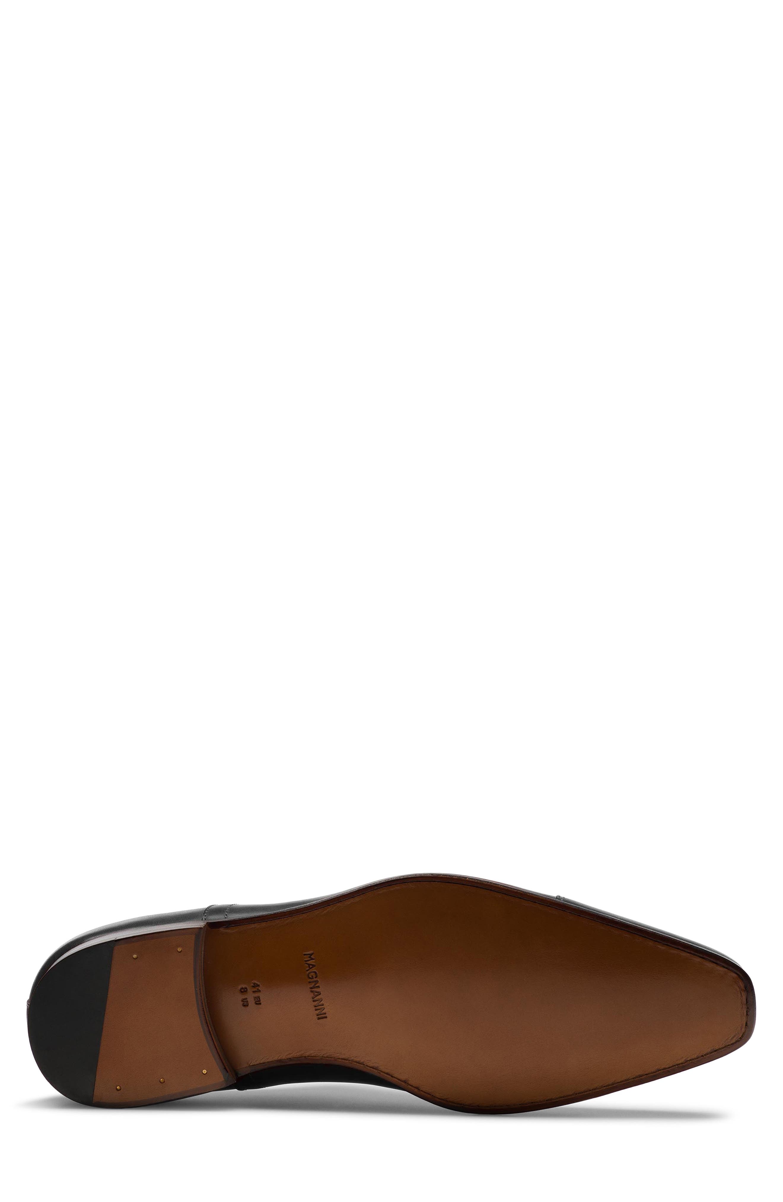 Magnanni Landon II Black Plain Toe Two Buckle Monk Shoe, Alternate, color, Black