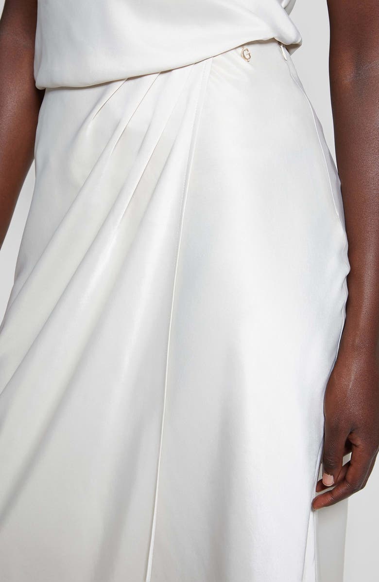 GUESS Anastasia Satin Maxi Skirt, Alternate, color, Cream White Multi