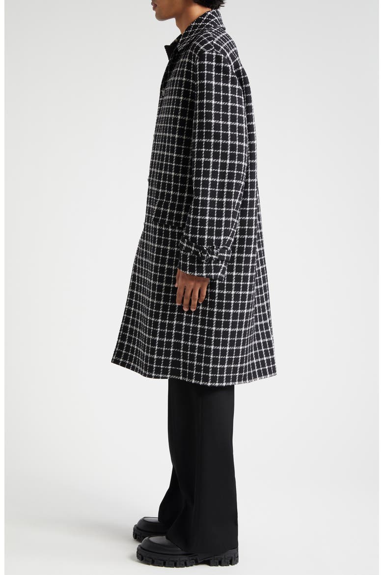 Windowpane Check Wool Blend Coat, Alternate, color, BLACK WHITE