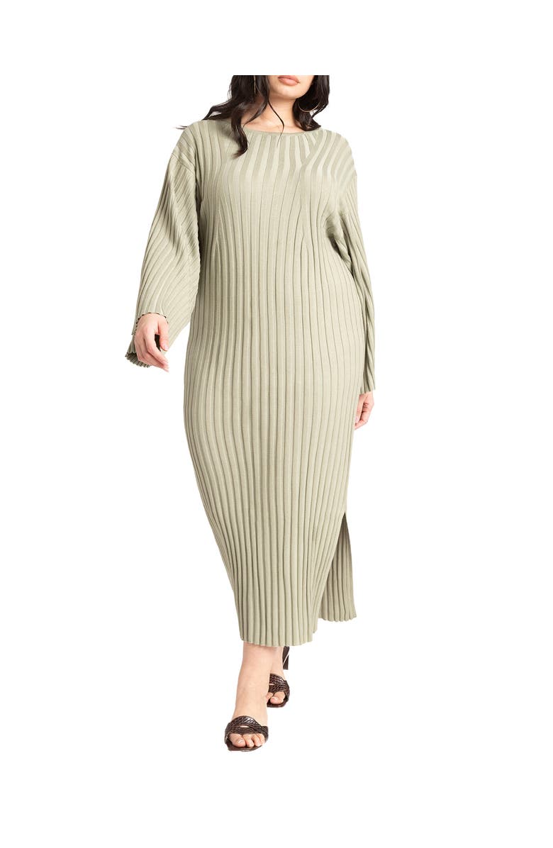 ELOQUII Wide Sleeve Maxi Sweater Dress, Main, color, Pale Moss