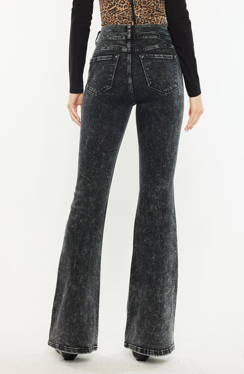 Kancan Amirah Ultra High Rise Flare Jeans In Black