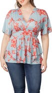 Kiyonna Encore Print Faux Wrap Top