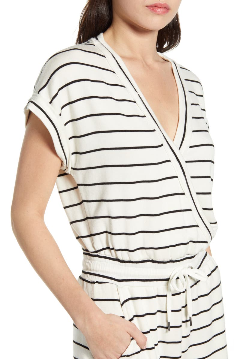 Splendid Stripe Surplice French Terry Romper, Alternate, color,