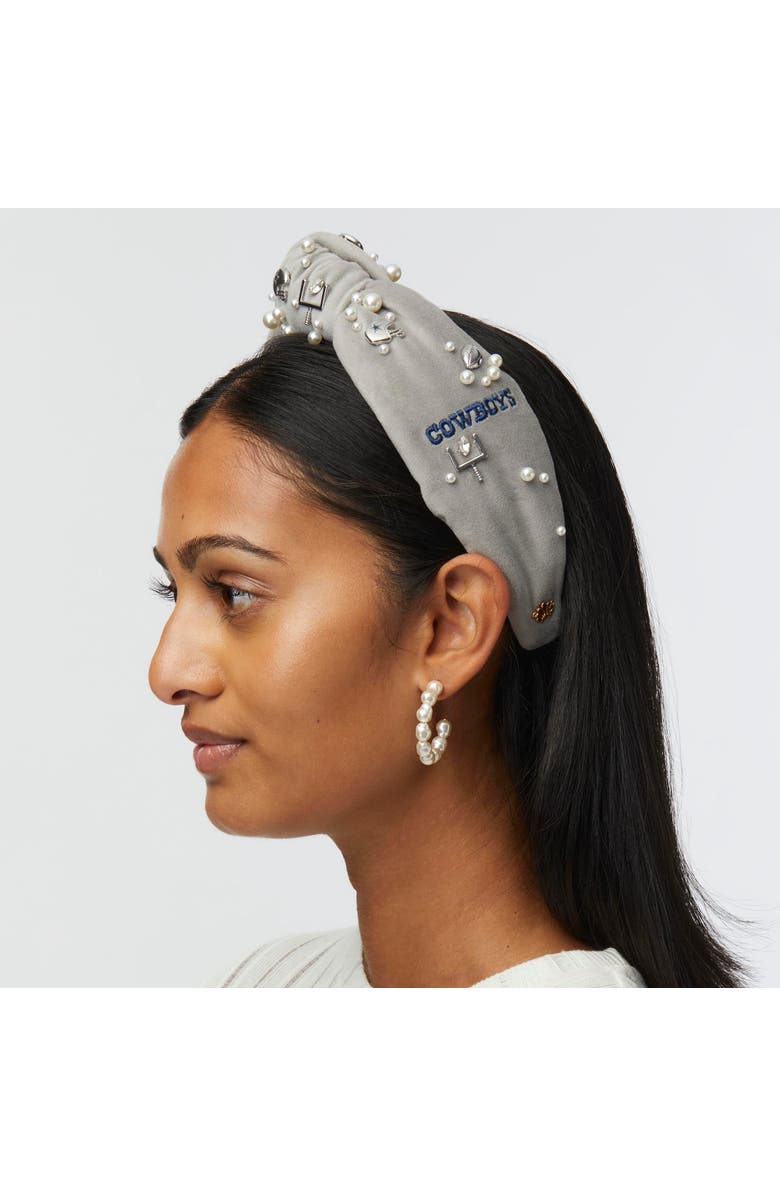 Lele Sadoughi Dallas Cowboys Embellished Knotted Headband, Alternate, color, Grey 020