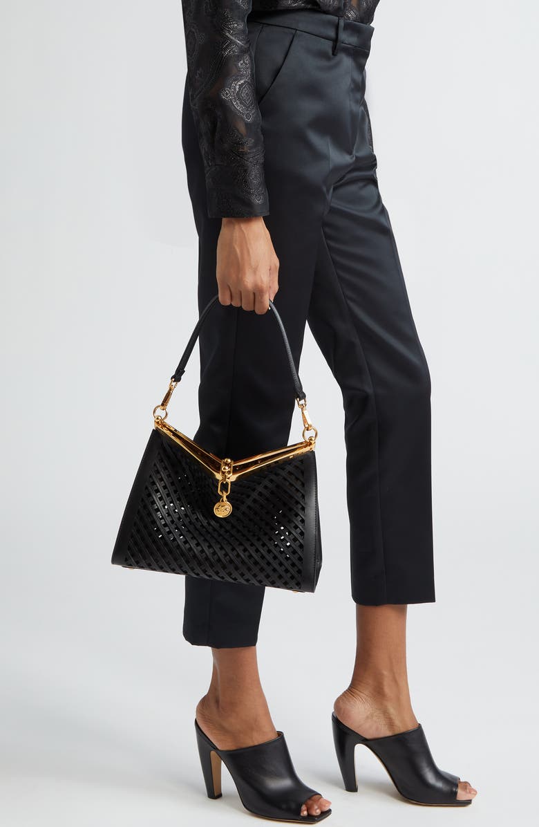 Etro Medium Vela Leather Frame Bag, Alternate, color, N0000 Black