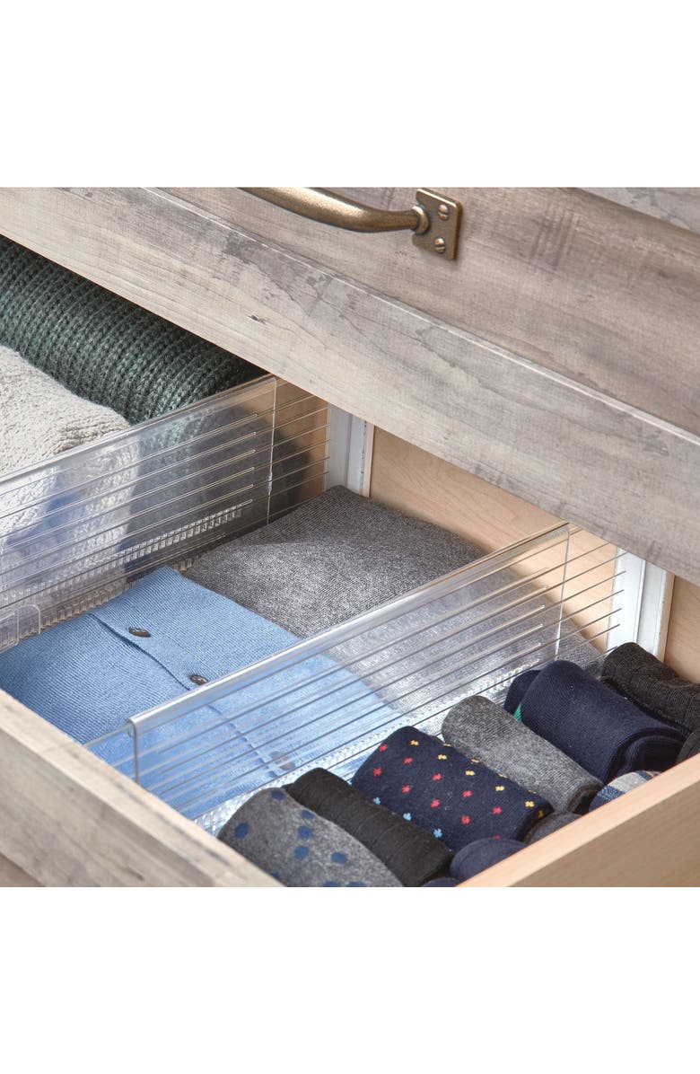 iDesign Recycled Plastic Adjustable Drawer Dividers - Set of 2 - Clear, Alternate, color, Clear