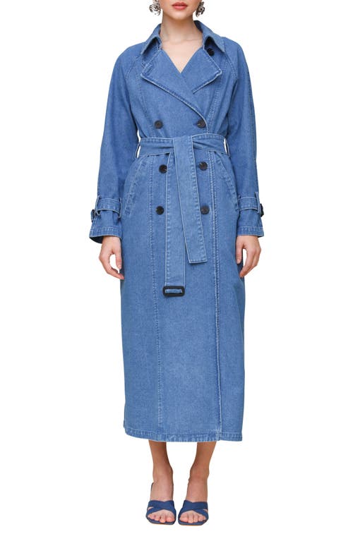 Shop Avec Les Filles Denim Trench Coat In Borboleta Wash