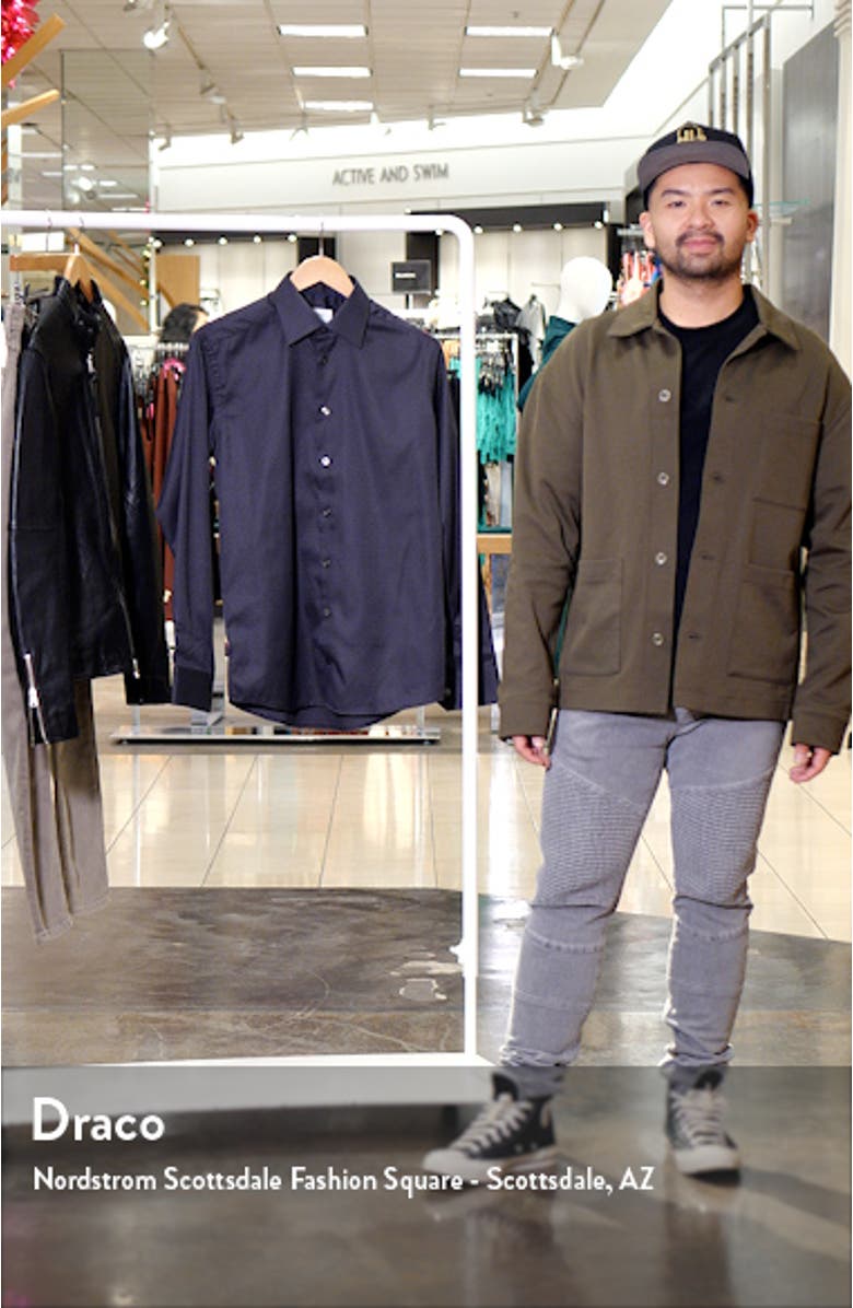 Slim Fit Floral Cotton Jacquard Dress Shirt, sales video thumbnail