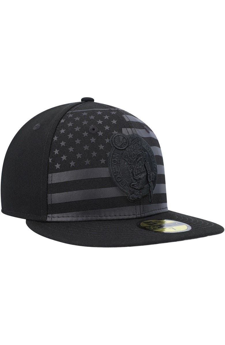 New Era Men's New Era Boston Celtics Black on Black Tonal Flag 59FIFTY Fitted Hat, Alternate, color, 