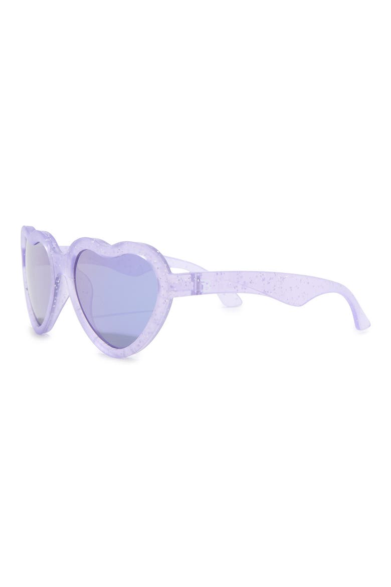 Kids' Mirrored Shimmer Heart Sunglasses, Alternate, color, LAVENDER SHIMMER