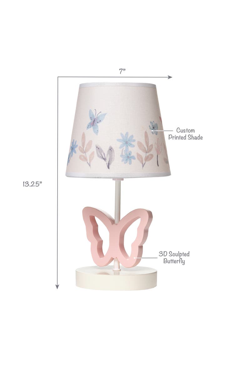 Baby Blooms Butterfly Nursery Lamp with Floral Shade & Bulb, Alternate, color, Pink