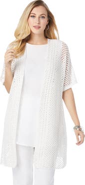 Jessica London Crochet Long Cardigan