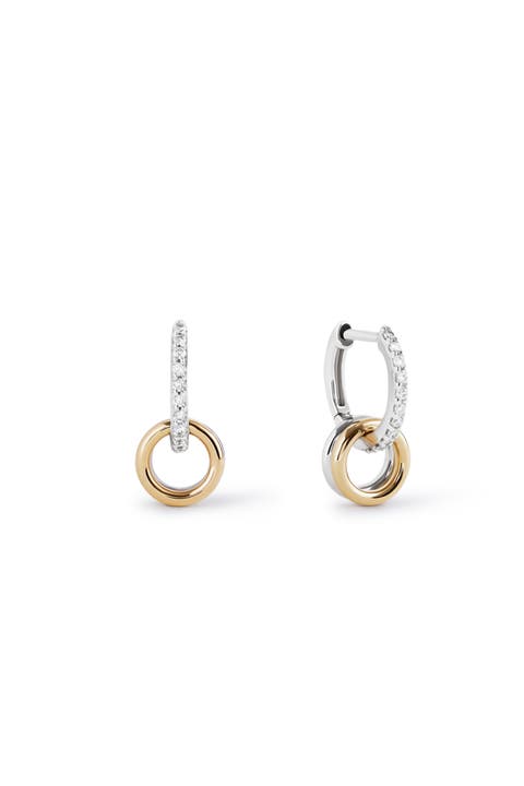 Solid Yellow Gold - Diamond Links Hoop Earrings